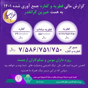 به همت خیرین و تپش قلب های پاک روزه داران: جمع آوری بيش از 7 ميليارد ریال فطریه برای درمان بیماران مبتلا به سرطان